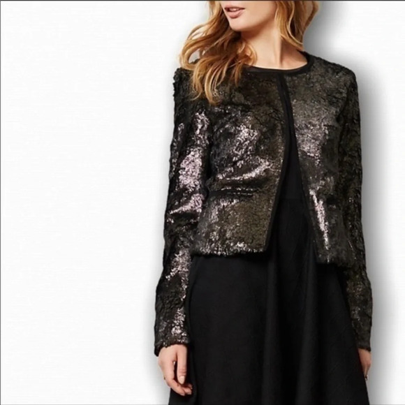 Anthropologie Elevenses Gold Leaf Jacket - Picture 5 of 8